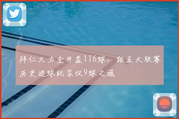 拜仁火力全开轰116球，距五大联赛历史进球纪录仅9球之遥
